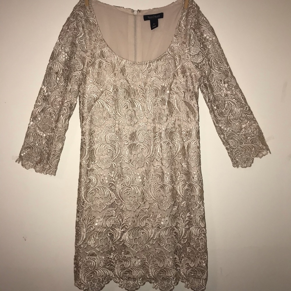 WHBM Champagne Colored Lace Mini Dress